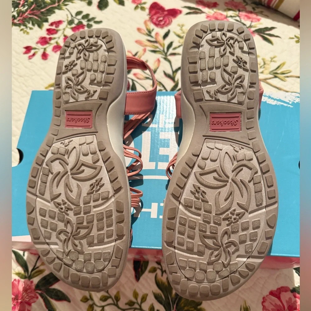 🩷Skechers Reggae Slim Why Not stretch fit sandals coral pink women size 10 EUC - Picture 6 of 10